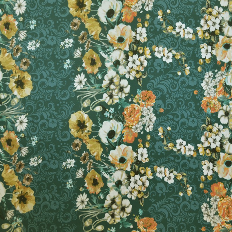 Satin Fleur Baroque Émeraude - Ribes y Casals