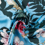 Tissu Satin Floral Bleu - Ribes y Casals