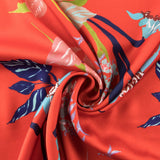 Tissu Satin Floral Rouge - Ribes y Casals