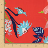 Tissu Satin Floral Rouge - Ribes y Casals