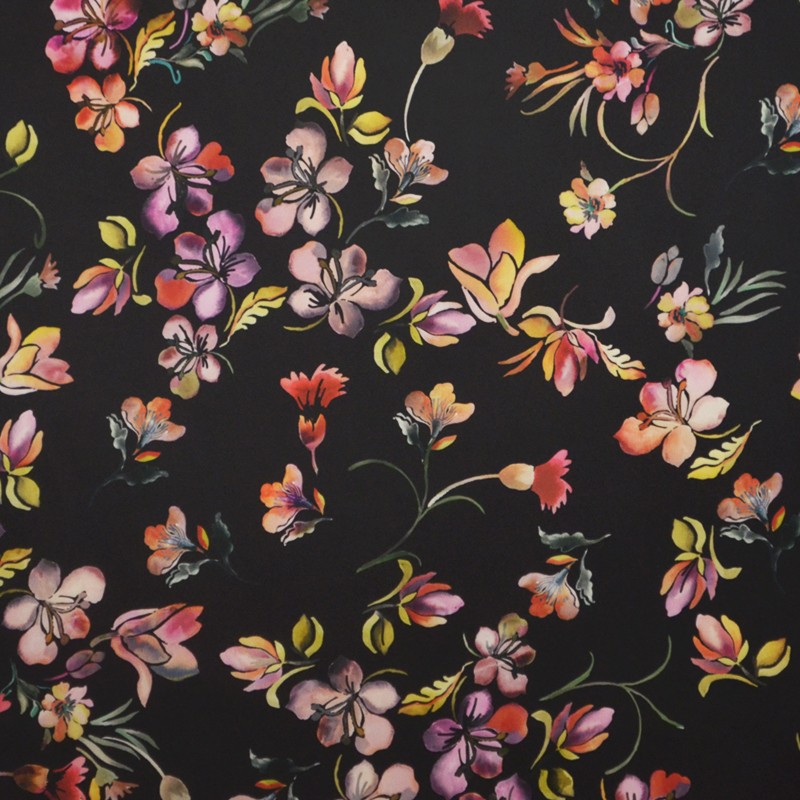 Satin Kimono Fond Noir - Ribes y Casals