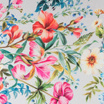 Tissu Satin Panel Hibiscus Argent - Ribes y Casals