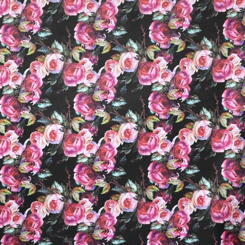 Rustique Satiné Floral Fond Noir - Ribes y Casals