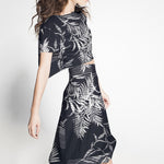 Tissu Spandex Palmiers Bleu Foncé - Ribes y Casals