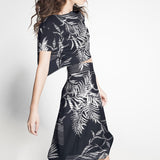 Tissu Spandex Palmiers Bleu Foncé - Ribes y Casals