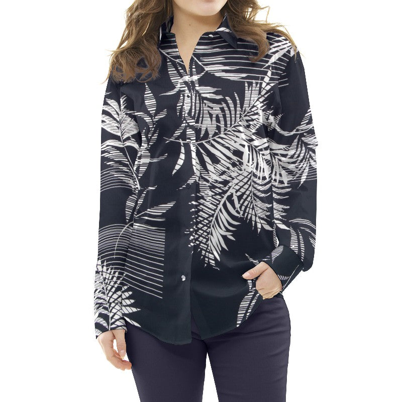 Tissu Spandex Palmiers Bleu Foncé - Ribes y Casals