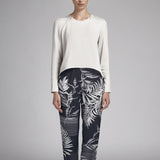 Tissu Spandex Palmiers Bleu Foncé - Ribes y Casals