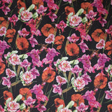 Tissu Stretch Flamenco Coquelicot Fond Noir - Ribes y Casals