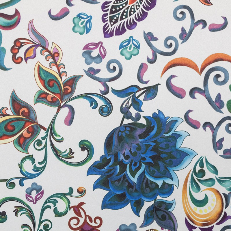 Tissu Stretch Fleur Oriental Bleu - Ribes y Casals