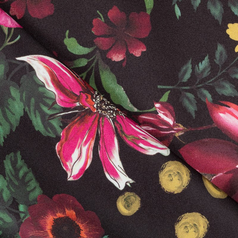 Tissu Stretch Fleurs Sauvages Noir - Ribes y Casals