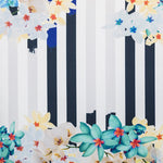 Tissu Stretch Rayures Floral Bleu - Ribes y Casals
