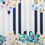 Tissu Stretch Rayures Floral Bleu - Ribes y Casals
