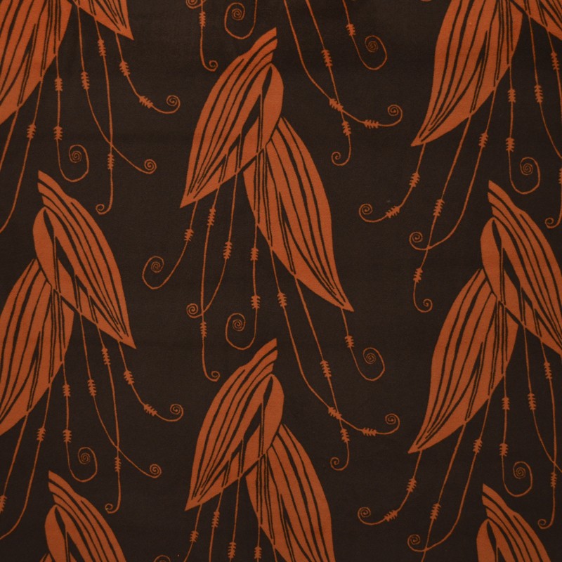 Velours Imprimé Feuilles Orange - Ribes y Casals