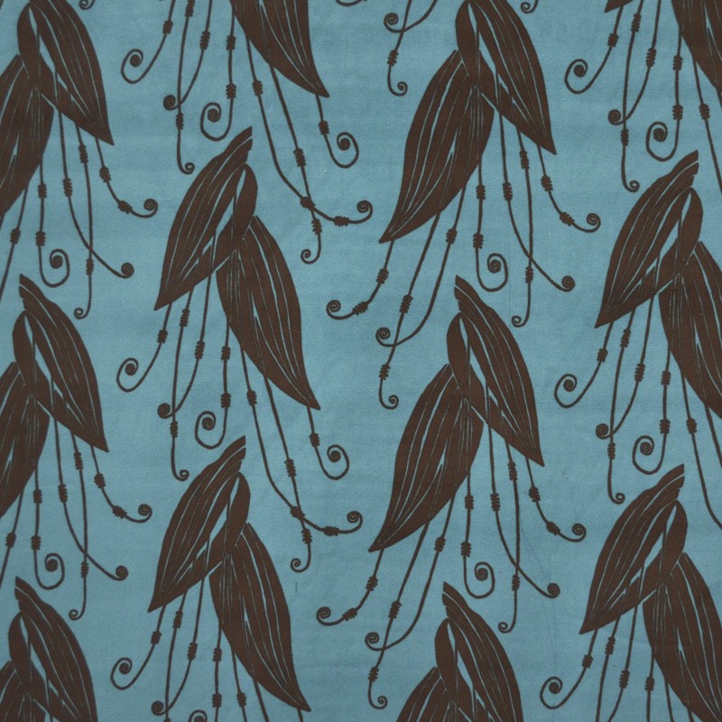 Velours Imprimé Feuilles Turquoise - Ribes y Casals
