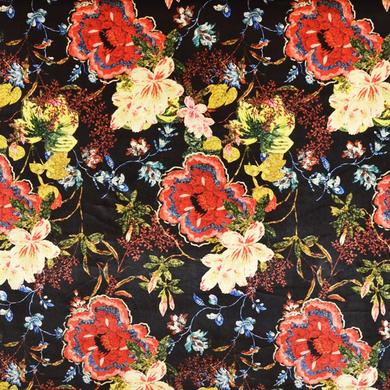 Velours Fleurs Fond Noir - Ribes y Casals