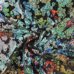 Tissu Sequins Feuilles Bleu Marine - Ribes y Casals