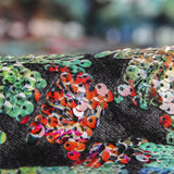 Tissu Sequins Feuilles Bleu Marine - Ribes y Casals