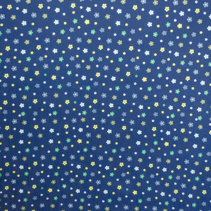 Tissu Jean Enfant Petites Fleurs Bleu - Ribes y Casals