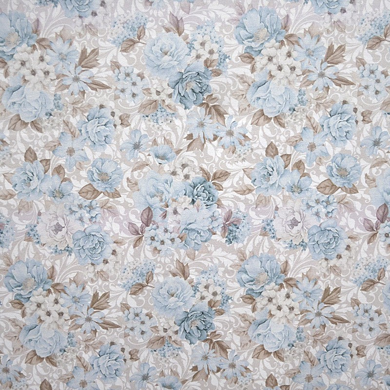 Tissu Viyella Imprimé Fleurs Bleu Ciel - Ribes y Casals