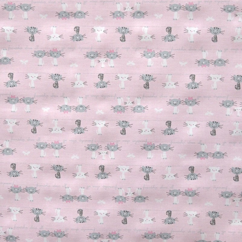 Tissu Viyella Imprimé Chatons Rose Bébé - Ribes y Casals