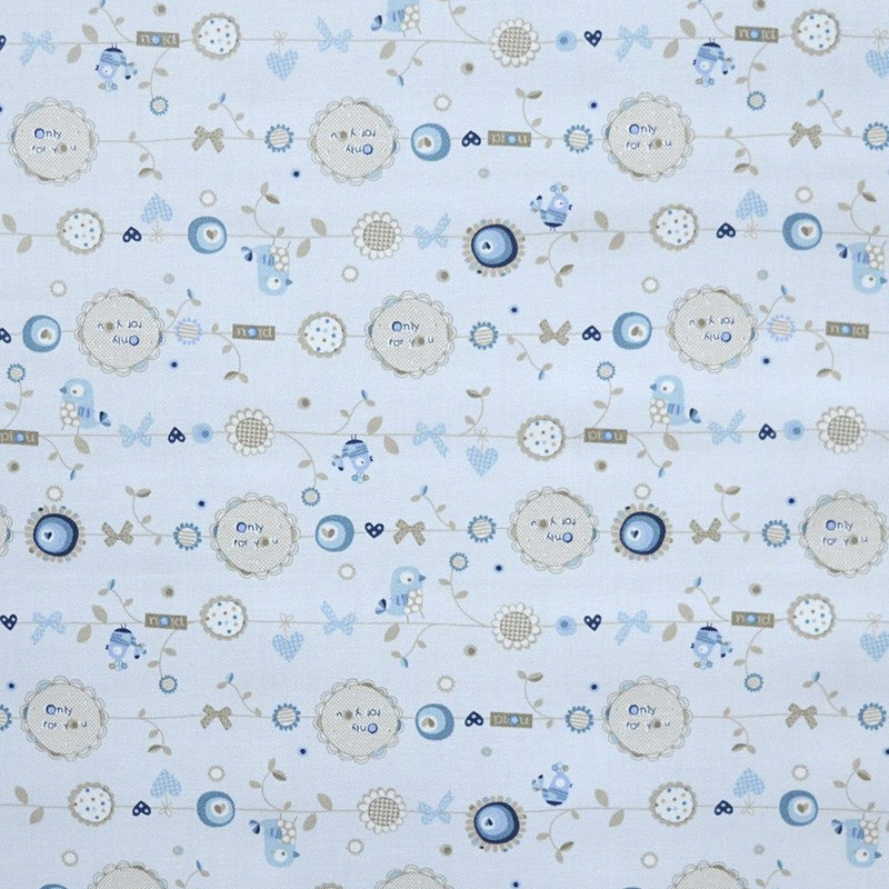 Tissu Viyella Imprimée Poussins Bleu Ciel - Ribes y Casals