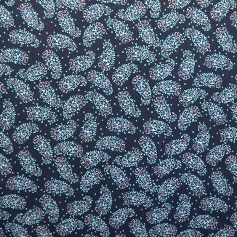 Viscose Cachemire Fond Bleu Marine - Ribes y Casals