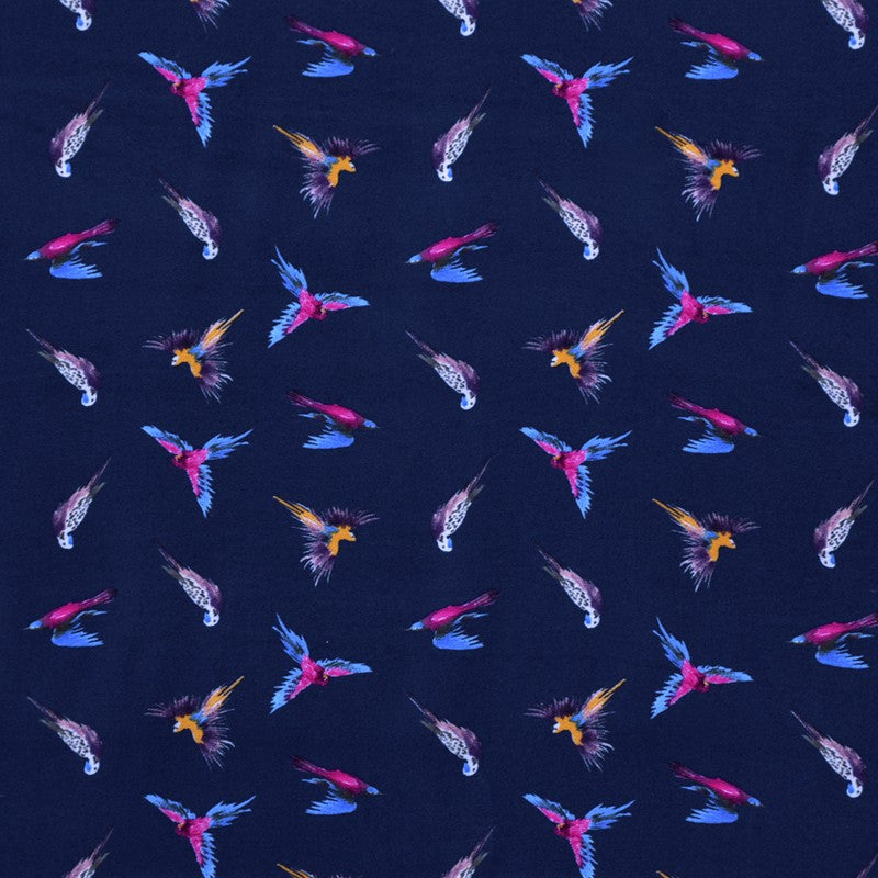 Viscose Imprimée Oiseaux Multicolore - Ribes y Casals