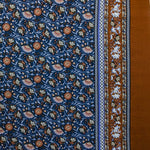 Tissu Viscose Floral Bleu Terre Cuite - Ribes y Casals