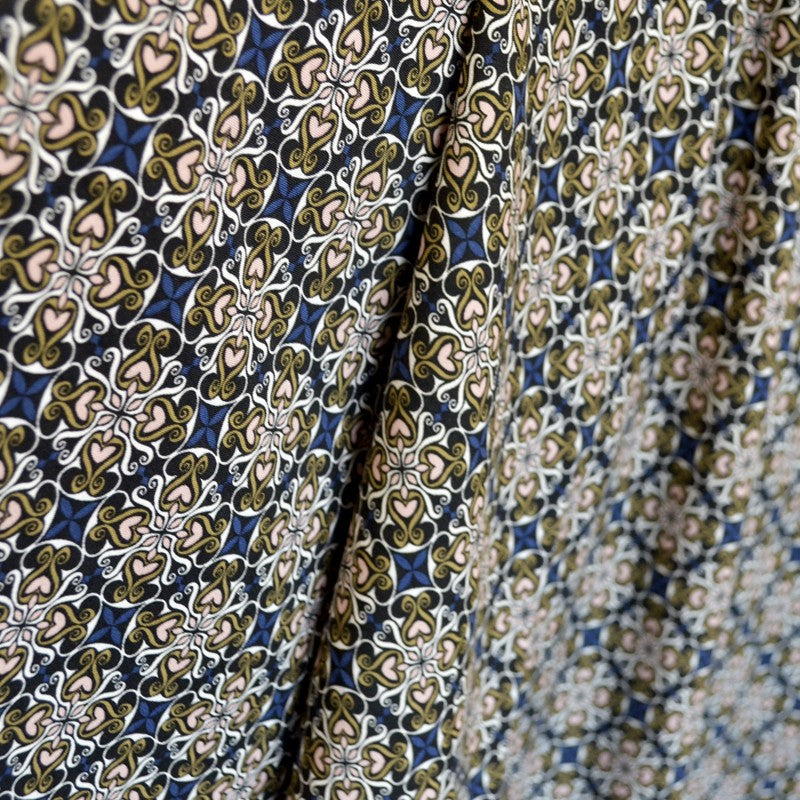 Viscose Mosaïque Coeur Marine - Ribes y Casals