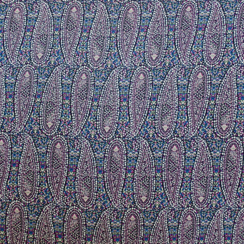 Tissu Viscose Mosaïque Florale Marine - Ribes y Casals