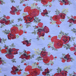 Viscose Roses Fond Bleu Poudré - Ribes y Casals