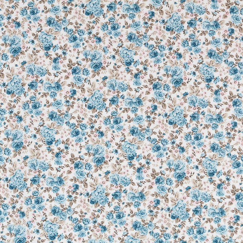 Tissu Viyella Fleurs Crétonnes Bleu - Ribes y Casals