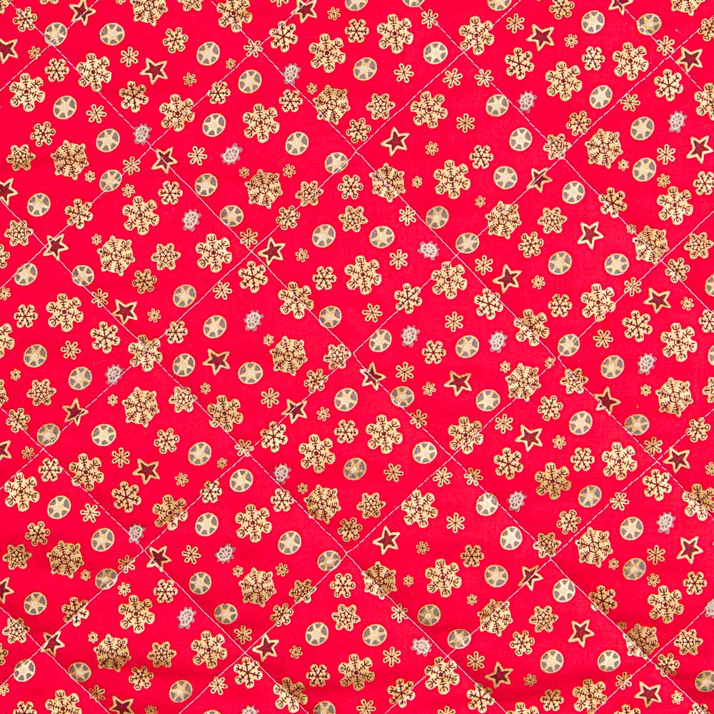 Tissu Matelassé Noël Rouge Étoiles Doré - Ribes y Casals