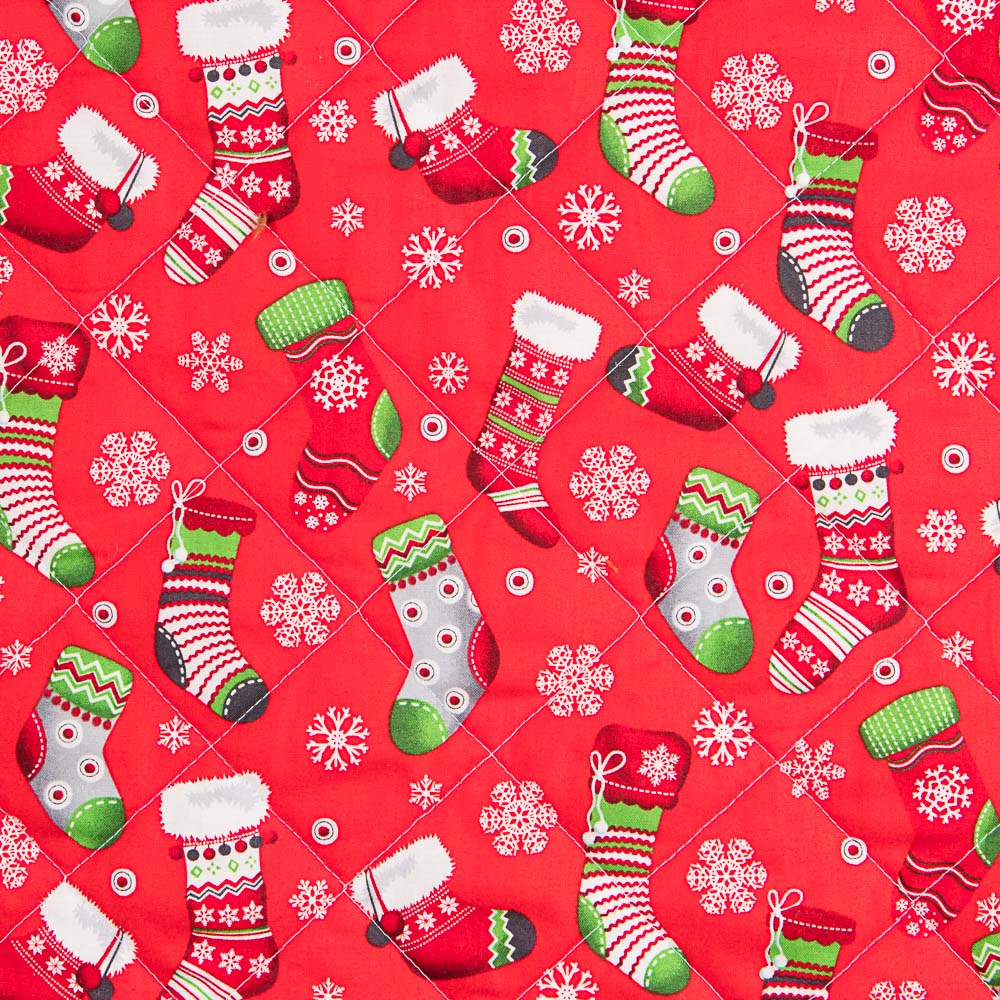 Tissu Matelassé Noël Rouge Chaussettes - Ribes y Casals