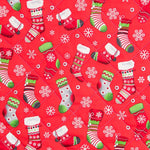 Tissu Matelassé Noël Rouge Chaussettes - Ribes y Casals