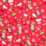Tissu Matelassé Noël Rouge Chaussettes - Ribes y Casals