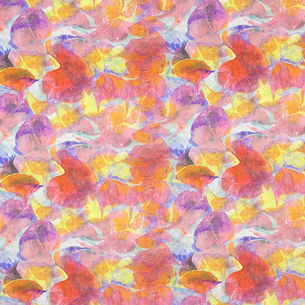 Tissu Popeline Fleur Marbre Orange - Ribes y Casals
