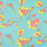 Mousseline Polyester Turquoise Fleur - Ribes y Casals