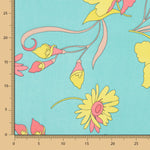 Mousseline Polyester Turquoise Fleur - Ribes y Casals