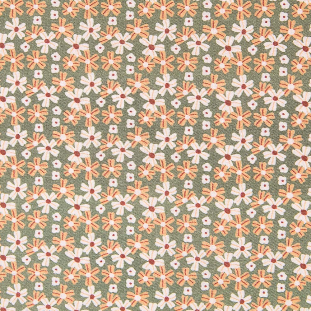 Coton Popeline Fleurs Vert - Ribes y Casals