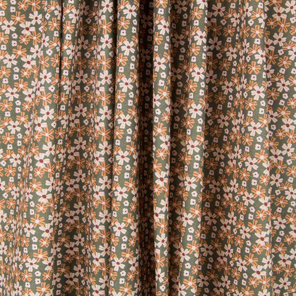 Coton Popeline Fleurs Vert - Ribes y Casals