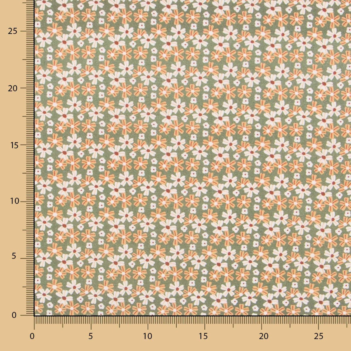Coton Popeline Fleurs Vert - Ribes y Casals