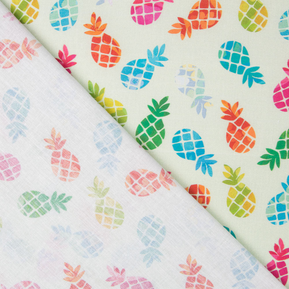 Coton Popeline Ananas Vert - Ribes y Casals