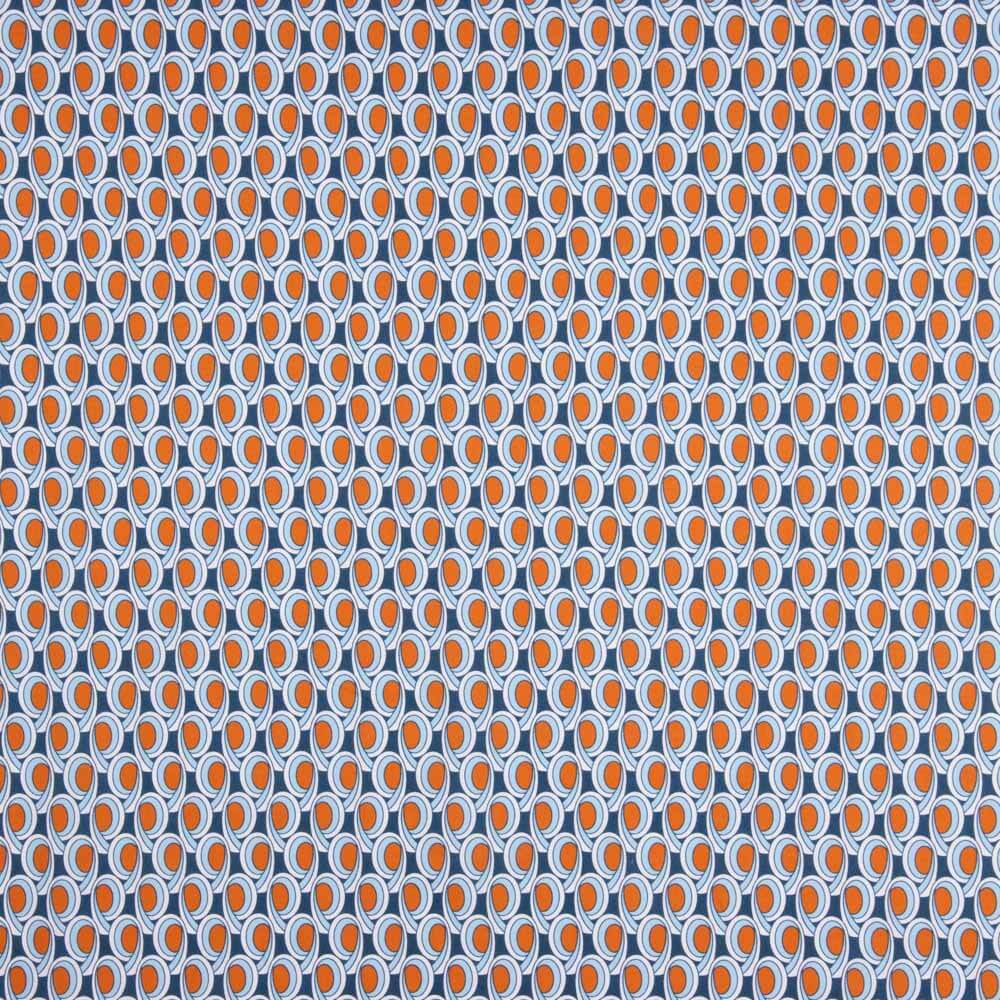 Popeline De Coton Géométrique Bleu Clair - Ribes y Casals