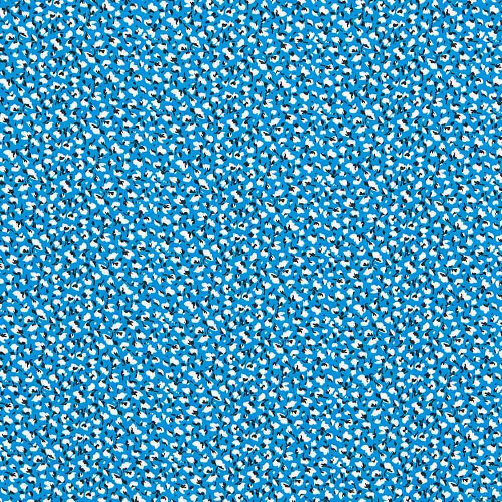 Popeline Viscose Micro Fleur Bleu - Ribes y Casals