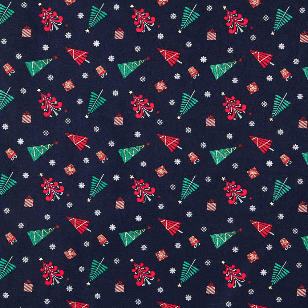Coton Noël Multi Arbres Bleu - Ribes y Casals