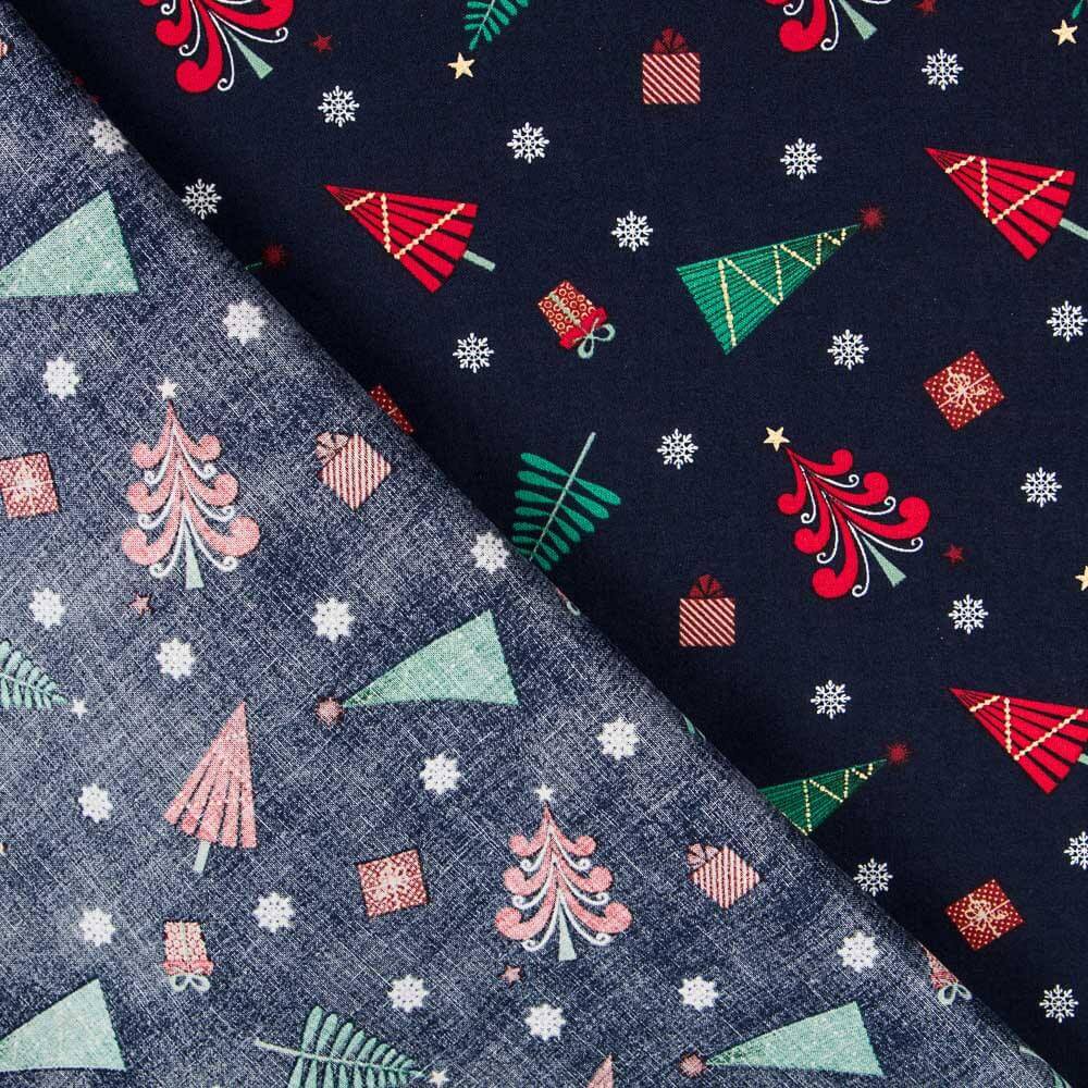 Coton Noël Multi Arbres Bleu - Ribes y Casals