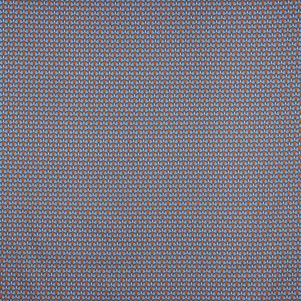 Popeline De Coton Géométrique Éventail Bleu - Ribes y Casals