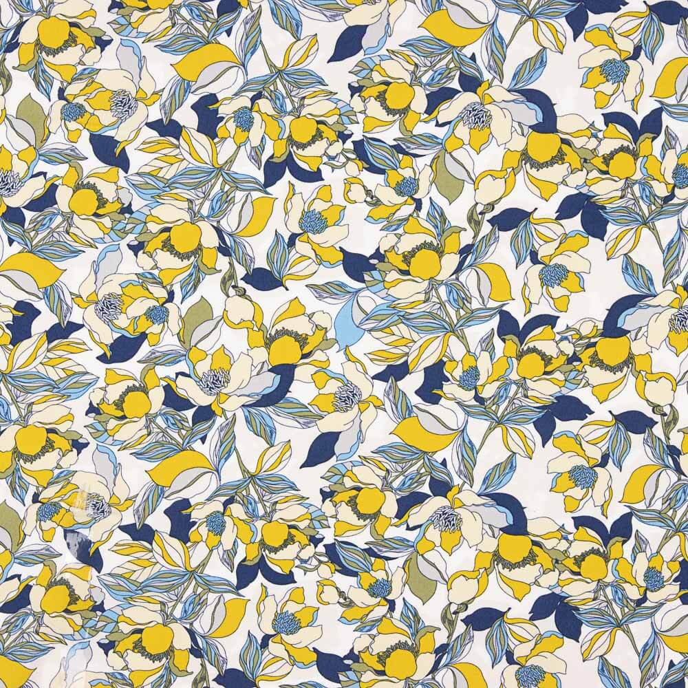 Crêpe Viscose Fleuri Jaune - Ribes y Casals