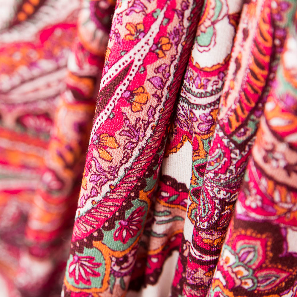 Maille Crêpe Paisley Fuchsia - Ribes y Casals